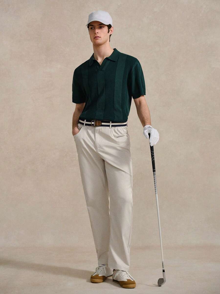 男士纯色直筒卡其裤，适合秋季网球、学院风、高尔夫等场合，父亲节礼物之选。 - 杏色 - 查看 1