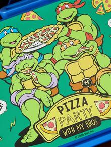 TEENAGE MUTANT NINJA TURTLES | SHEIN 1100ml Cartoon Pattern Leak-Proof Three-Grid Bento Box, Durable And Anti-Drop, With Tableware And Forks, A Must For School - Multicolor - View 6