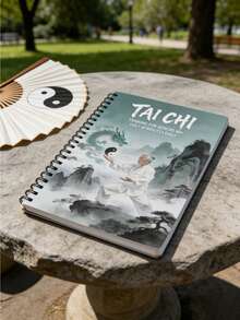 1pc Tai Chi Themed Planner, 50 Pages, Spiral-Bound Notebook, Perfect Gift For Tai Chi Enthusiasts Suitable For Study Office Work And Back-To-School Season - 28 Days of Tai Chi Landscape Painting - View 5