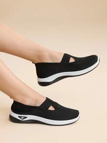 CUCCOO EASI Ins Super Fire Purple Mesh Grandma Shoes, Light And Comfortable Women's Shoes, Spring And Summer Commuting Shoes - Cloth black - View 9