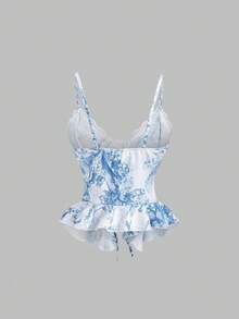 SHEIN Sweetro 女士优雅甜美2000年代风格外出上衣，全白派对套装，荷叶边修身衬衫 - 白色 - 查看 2