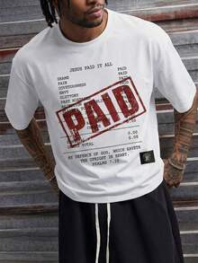 AXEPEAK Standard Fit Men's White Boxy Cropped T-Shirt, Summer - White - View 1