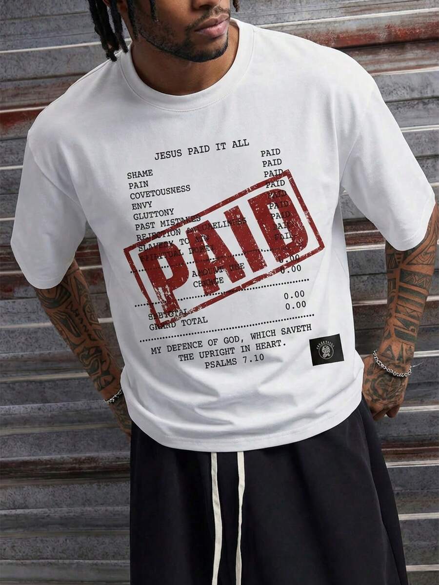 AXEPEAK Standard Fit Men's White Boxy Cropped T-Shirt, Summer - White - View 1