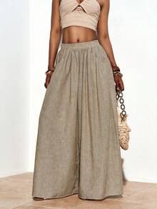 Zivah 2026 Modern Commuter Distinctive Minimalist Textured Fabric Khaki Long Pants - Khaki - View 6