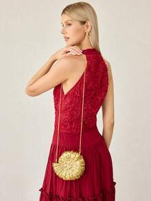 MOTF LADIES CLUTCH BAG, METAL SPECIAL-SHAPED CLUTCH BAG, SUITABLE FOR EXQUISITE HOLIDAY PARTIES - Gold - View 7