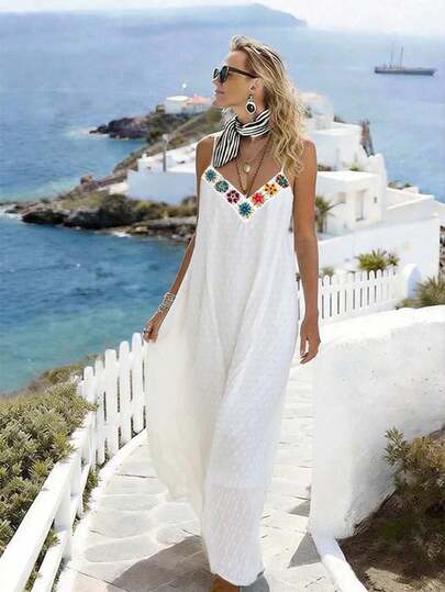 EMERY ROSE 女士印花休闲无袖连衣裙，适合度假