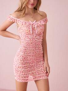 PetitDoll 网状女士性感内衣连衣裙（无钢圈、丁字裤）2 件套 - 粉色 - 查看 5