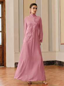 Đầm dài nữ, áo choàng thêu kiểu Trung Đông, đầm dành cho Ngày của Mẹ. - Bụi hồng - Xem 4