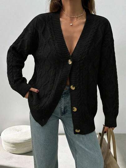 EURMUSE Dames Effen kleur Oversized Cardigans Met Open voorkant