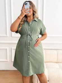 Plussiva 夏季孕妇装大码休闲浅绿色衬衫裙，大码孕妇休闲纯色前扣连衣裙，夏季绿色孕妇连衣裙，夏季孕妇连衣裙，哺乳连衣裙，孕妇办公装，夏季孕妇套装，女士孕妇装，孕妇连衣裙，孕妇装，孕妇装，孕妇连衣裙，孕妇装，夏季裹身连衣裙，女士连衣裙，Zanzea女士连衣裙，女士夏季连衣裙，女士休闲连衣裙，孕妇装，夏季孕妇派对连衣裙，孕妇连衣裙 - 綠色 - 查看 6