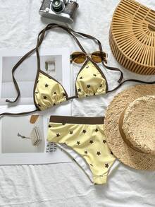 Swim Mod Bộ sưu tập đồ bơi nữ mới 2026SS cho kỳ nghỉ, hẹn hò, phong cách miền Tây, du lịch biển, đảo, du lịch đường bộ, mọi mùa, lễ hội âm nhạc, kỳ nghỉ Boho, kỳ nghỉ Bohemian, quần short xếp ly phong cách Boho Y2K mùa thu thư giãn, bikini hai mảnh in hình ngôi sao màu nâu và vàng hai tông màu ngọt ngào dễ thương theo phong cách retro thanh lịch dành cho nữ, phù hợp cho kỳ nghỉ biển, bikini in hình ngôi sao, bikini in họa tiết ngôi sao, bộ bikini ngôi sao, áo bikini kiểu miền Tây, đồ bơi kiểu miền Tây đính đá, đồ bơi kiểu miền Tây chấm bi, bộ đồ bơi cho nữ, đồ bơi kiểu miền Tây cho nữ. - Nhiều màu - Xem 4