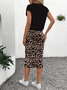 SHEIN LUNE 2pcs Women's Textured Midi Skirt Set, Summer - Multicolor - View 2