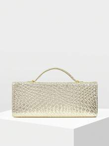 MOTF PREMIUM WOMEN'S FASHION MINIMALIST CROCODILE EMBOSSED SQUARE TOP HANDLE BAG - Gold - View 5