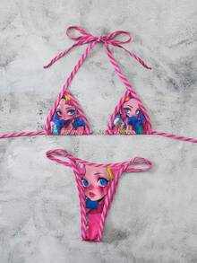 Swim Vcay Bộ bikini hai mảnh gợi cảm họa tiết chân dung dành cho nữ, thích hợp cho kỳ nghỉ hè. - Nhiều màu - Xem 12