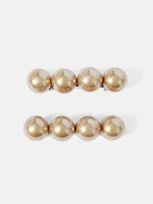 MOTF PREMIUM 2PCS FAUX PEARL FRENCH CLIP HAIR CLIPS CLAW CLIPS HAIR CLAWS HAIR BARRETTES - Champagne - View 5
