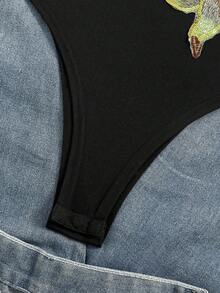 SHEIN EZwear 女士贴花串珠刺绣无袖连体衣，夏季 - 黑色 - 查看 5