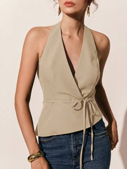 Poéselle 女士纯色腰带休闲吊带背心
