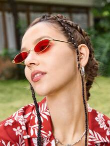 Shadewire 4 件套女士小方框可爱浅黄、粉色、绿色组合时尚眼镜套装，适合夏季海滩度假、户外活动、旅行等场合，复古时尚配饰 - 紅色 - 查看 2