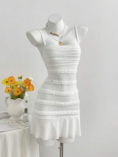 Elamini Đầm ren ngắn ôm sát gợi cảm dành cho nữ