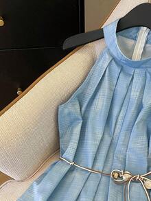 Franclia 女士渐变蓝色露背吊带衫，夏季款 - 淺藍色 - 查看 5