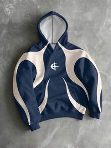 Manfinity EMRG Street Art Graphic Print Hooded Long Sleeve Sweatshirt, Casual Pullover Pullover Sweatshirt For Men, Autumn - Multicolor - View 1