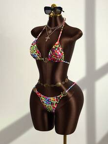 Zestiva Bộ bikini họa tiết da báo gợi cảm dành cho nữ, thích hợp cho mùa hè. - Nhiều màu - Xem 3