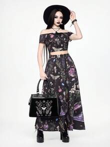 ROMWE Fairycore Bolso de mano casual de gran capacidad con bordado floral y mariposa, adecuado para uso diario. - Mariposa de flores - Ver 3