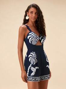 Travachic Women's Vacation Palm Tree Pattern Hollow Design Camisole Jumpsuit,2026 Summer New Arrivals,Bohemia,Werstern,Tropical Parrot Pattern,Suitable For Summer Vacation - Black - View 6