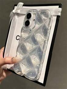 Ốp lưng silicon trong suốt lấp lánh kim cương sang trọng, tương thích với iPhone 17 Pro Max, 17 Pro, 17 Air, 17, 16, 15, 14, 13, 12, 11 Pro Max, chất lượng cao, chống sốc. - Lá bạc trong suốt - Xem 4