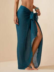 Zivah 2026 女士优雅度假休闲沙滩薄纱长款卡夫坦长袍 - 藍色 - 查看 4