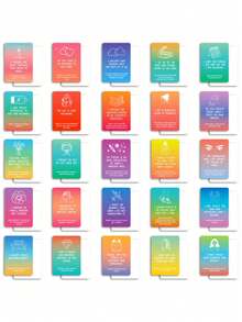 1套/2套 50张彩虹渐变肯定卡片 | 激励正能量自我鼓励互动卡片 - 均碼 - 查看 4