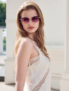 Visivana 1 par de de moda bohemia con montura de ojo de gato para mujer, accesorios elegantes para la playa, vacaciones, al aire libre y viajes. Accesorios de moda elegantes para outfits de mujer en otoño, invierno, casual de negocios y verano. - Rosa - Ver 1