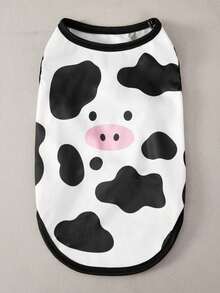 PETSIN 1 pieza Chaleco transpirable con estampado de vaca lindo para mascotas en verano - Blanco - Ver 4