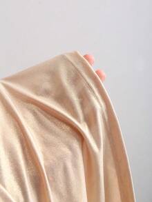 Sweetra Áo hai dây co giãn bằng vải thun, khóa kim loại sáng bóng, cổ chữ V hở lưng, kiểu dáng ôm sát cơ thể, thích hợp cho tiệc tùng, phong cách đường phố Y2K, màu nâu cà phê. - Màu be - Xem 5