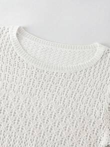 Breezaya 2026春夏新款欧美风性感修身腰部休闲度假日常户外女士浪漫海滩派对晚宴海边针织米色女式毛衣连衣裙，镂空慵懒舒适，适合情人节穿着。 - 白色 - 查看 4