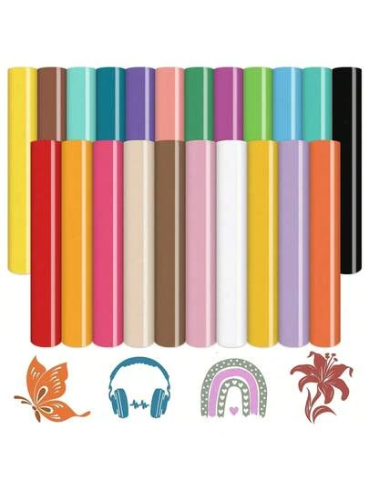 Decal Vinyl Vĩnh Cửu - 22 Tấm decal vinyl vĩnh cửu nhiều màu sắc, kích thước 12 x 10 inch, rất phù hợp cho các dự án thủ công DIY, dễ cắt, dễ dán, dùng để trang trí nhà cửa, cốc cà phê, biển hiệu, chữ cái, biểu ngữ, tranh dán cửa sổ.