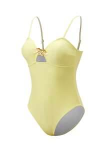 Swim Oasis 女士绿松石色花卉金属扣露背扎染印花浪漫优雅高端连体网纱连衣裙套装，两件套，春夏 - 彩色 - 查看 10