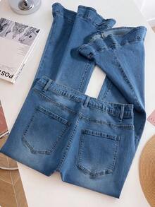 GlowEve CURVE 大码女式复古水洗牛仔裤，春夏款 - 中等水洗藍 - 查看 2