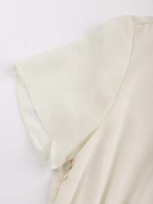 Lyxana Women's Elegant And Dignified Bowknot Collar Dress - Apricot - View 3
