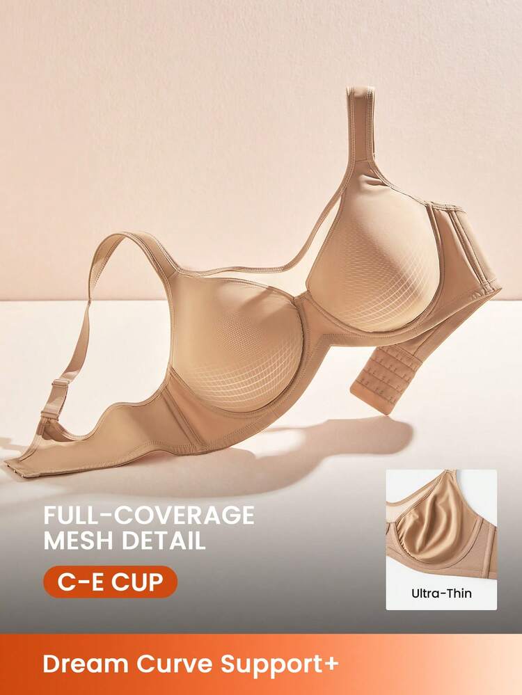 Plus Full Coverage Unlined Mesh Bra