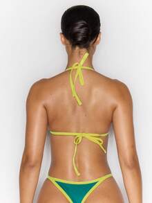 MUSERA Graphic Print Contrast Trim Bikini Bottoms Only Spring Summer Vacation Sexy Coolgirl Ibiza Festival Holiday Pitstop - Dark Green - View 3