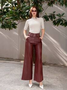 Bris Aura 女士高领修身七分袖毛衣 Y2K 秋季 - 米色 - 查看 5