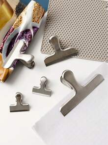 1个不锈钢密封夹，简约纯银色手动食品密封夹，家用 - 銀色 - 查看 4