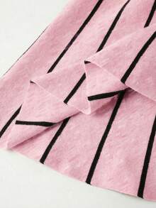 Franclia 女士条纹优雅时尚吊带针织连衣裙 - 粉色 - 查看 8