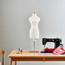 1pc Mini Sewing Human Form Mannequin With Square Base, Clothing Display Teaching Props - Beige - View 4
