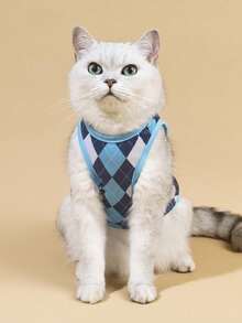 PETSIN Áo khoác cho thú cưng kiểu sinh viên, in họa tiết kẻ caro xanh dương, 1 chiếc, dành cho mèo và chó. - Nhiều màu - Xem 4