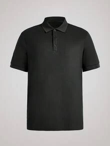 Officeau Áo thun polo tay ngắn màu trơn dành cho nam, thường ngày/công sở, mùa hè - Màu xám đen - Xem 1