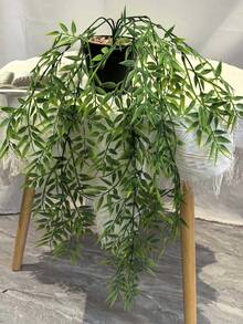 1株绿色仿真桉树藤蔓 - 逼真的塑料悬挂植物，适合室内外装饰，非常适合家居、房间、婚礼和情人节装饰，仿真植物家居装饰 - 橄欖綠 - 查看 9