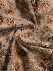 ROMWE Fairycore Falda de cola de pez con volantes con estampado floral vintage, ropa de resort sexy para primavera/verano - Naranja - Ver 3