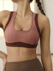 Nöista Doppellagiges Activewear Top in den Farben Pink und Burgund, mit abnehmbaren Pads. Geeignet für Gym, Yoga, bequeme Kleidung, Workout-Outfit, Pilates, Barre, Fitness. - Verschiedenfarbig - Übersicht 3